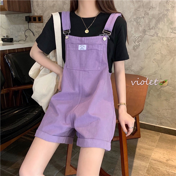 Quần yếm denim ống rộng thời trang mùa hè Hàn Quốc cho nữ