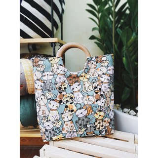 Túi vải quai gỗ handmade