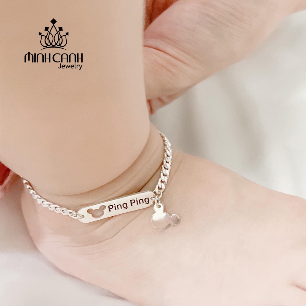 Lắc Bạc Hình Gấu Khắc Tên Cho Bé Minh Canh Jewelry