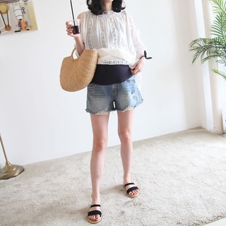 NSCAT-Sản phụ mặc quần short denim phụ nữ thời trang phong cách mỏng mặc bên ngoài an toàn