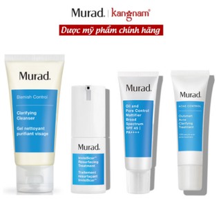Combo 4 sản phẩm làm sạch, giảm sẹo, giảm mụn và chống nắng Murad 30 Day InvisiScar Acne Kit