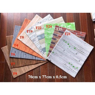 [Xả Kho Giá Sỉ] Xốp dán tường giả Gỗ 3D - Loại 1 - Khổ 70 x 77 cm - Chống ẩm mốc cách âm cách nhiệt - Có keo dán sẵn