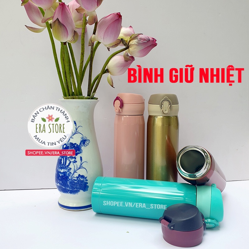 Bình giữ nhiệt 500ml lõi inox 304 an toàn siêu giữ nhiệt thép không gỉ 4 màu sắc xinh xắn nhỏ gọn tiện lợi