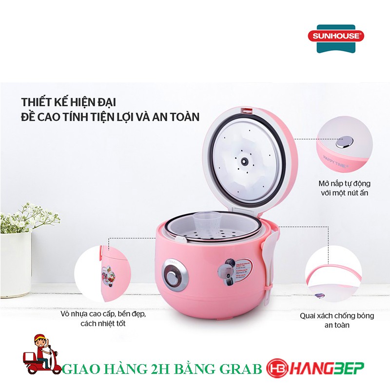 Nồi cơm nắp gài Happy Time (Sunhouse) 1.8 lít SHD8521P - Hàng chính hãng, bảo hành 12 tháng