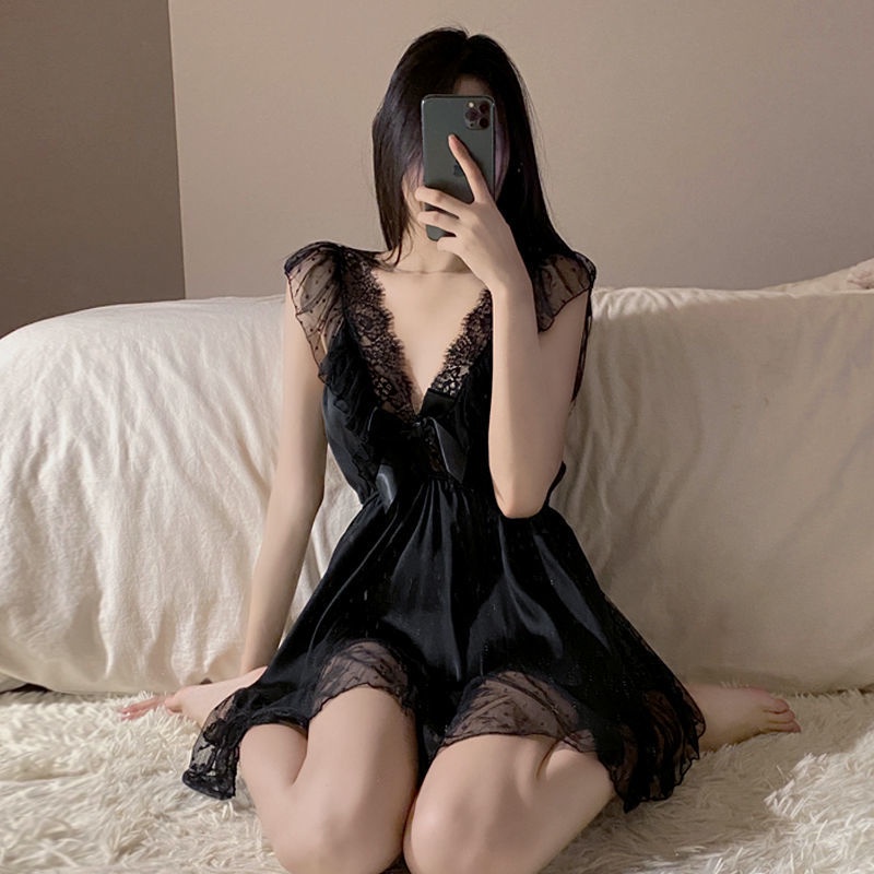 Đầm Ngủ Hai Dây Phối Ren Lưới Mỏng Cao Cấp Gợi Cảm Thời Trang Mùa Hè Dành Cho Nữ