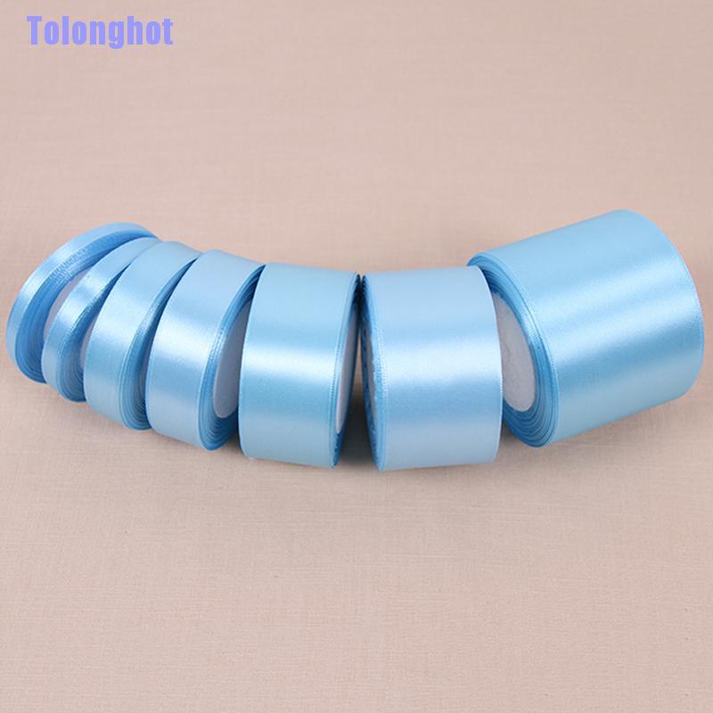 Tolonghot> Sky Blue 25 Yards Silk Satin Ribbon Wedding Party Decoration Gift Wrapping Christmas New Year Apparel Sewing Fabric Diy