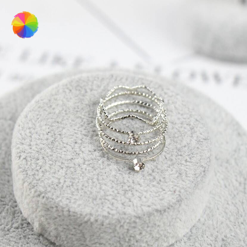 Set 5 Nhẫn Hợp Kim Đeo Đốt Ngón Tay Đính Đá Cho Nữ