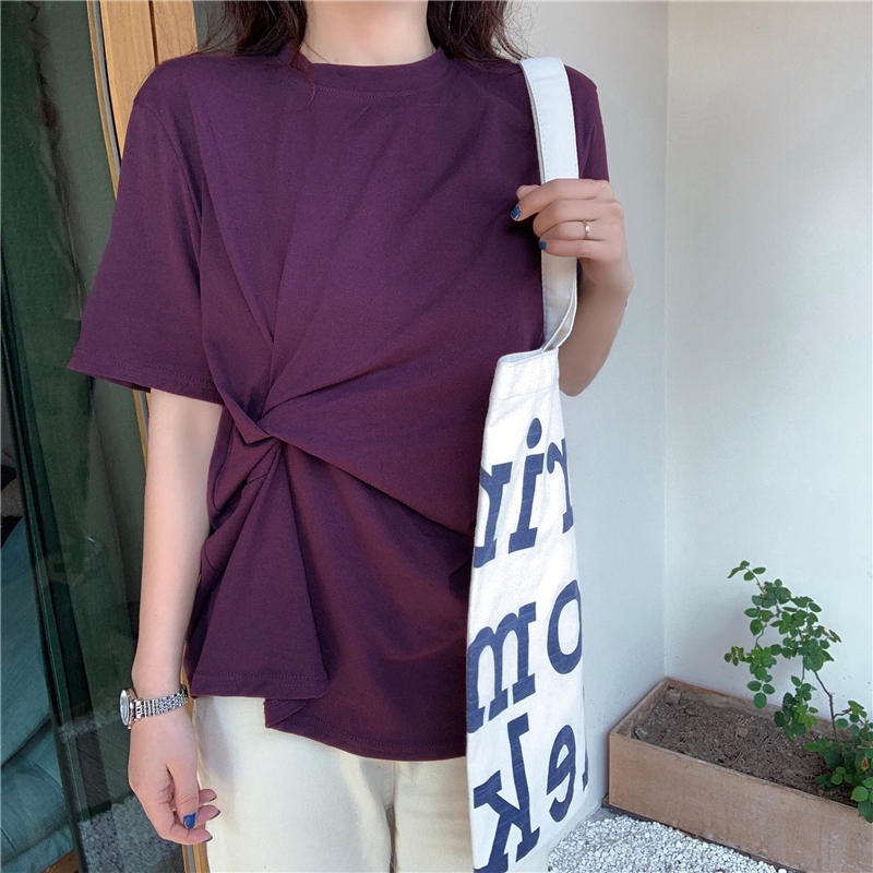 SUXI Áo Thun Tay Ngắn Dáng Rộng Phong Cách Hàn Quốc Cho Nữ