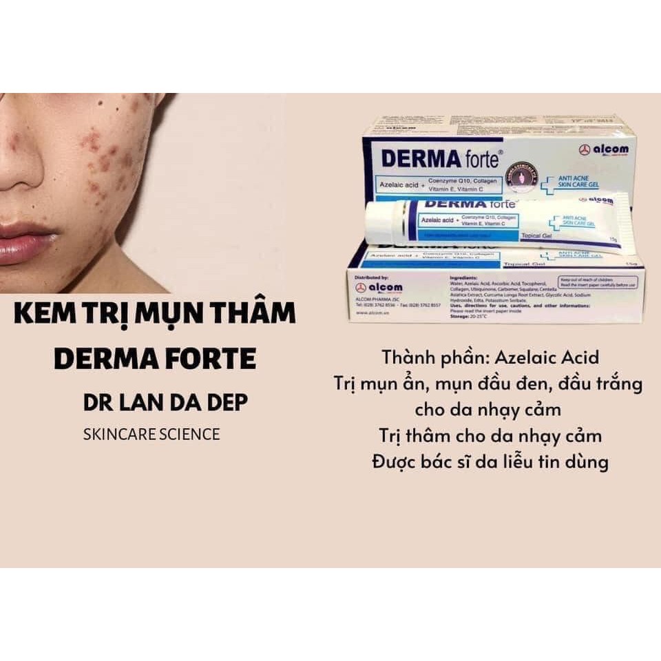 Derma Forte 15g - Gam Ma, Gel Giúp Giảm Mụn Trứng Cá, Ngừa Thâm, Mờ Sẹo, Dưỡng Da