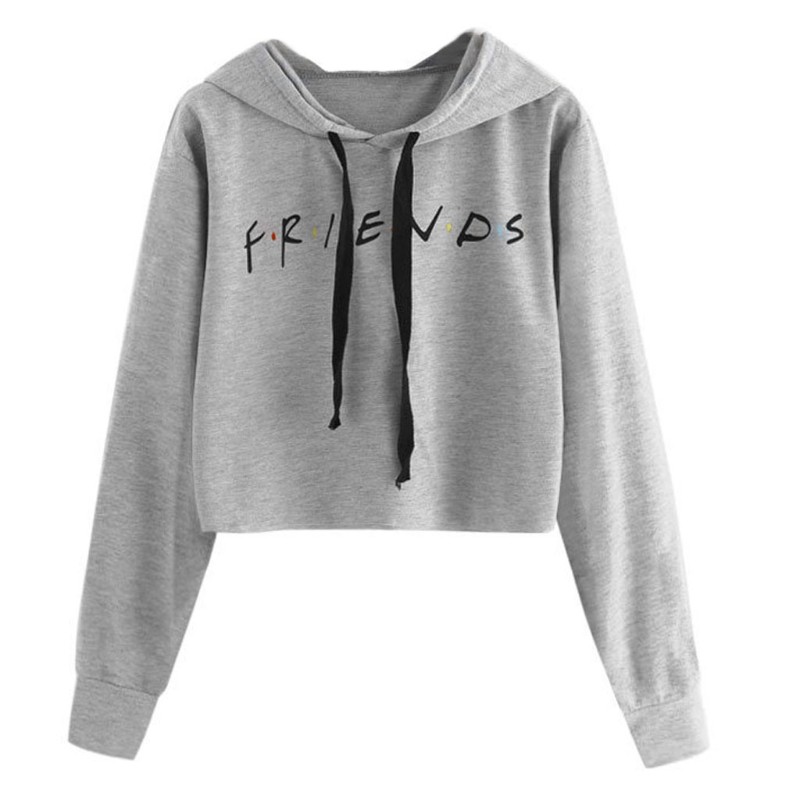 Áo hoodie lửng in chữ Friends cho nữ