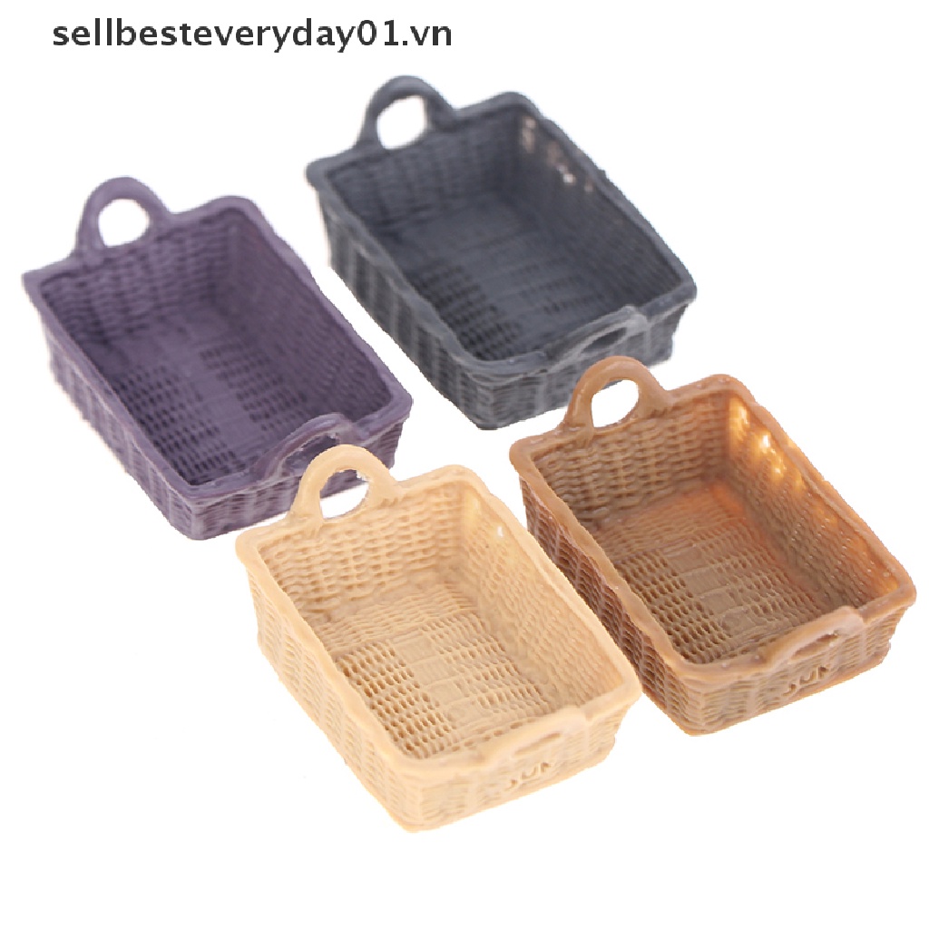 Mô hình giỏ đựng đồ mini bằng nhựa resin tỉ lệ 1/12 trang trí nhà búp bê
