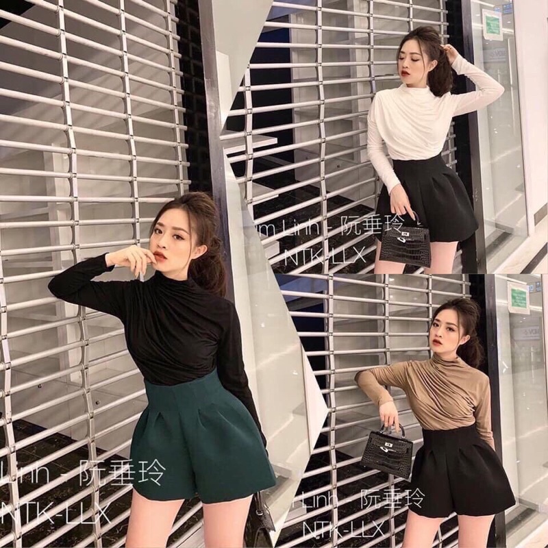 Quần shorts cạp cao , quần shorts ống xoè hàng Quảng Châu