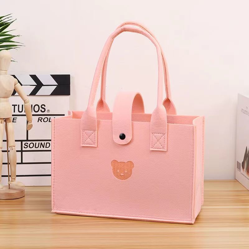 Túi Xách Cầm Tay Đa Năng Họa Tiết Gấu Hoạt Hình Dễ Thương
