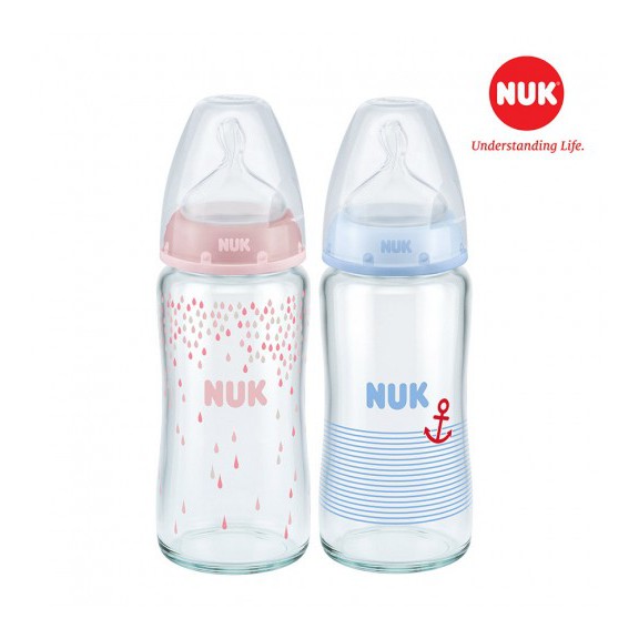 [Chính hãng có tem phân phối] Bình Sữa NUK Premium Choice+ Thủy Tinh 120ml, 240ml Núm Ti S1 - M