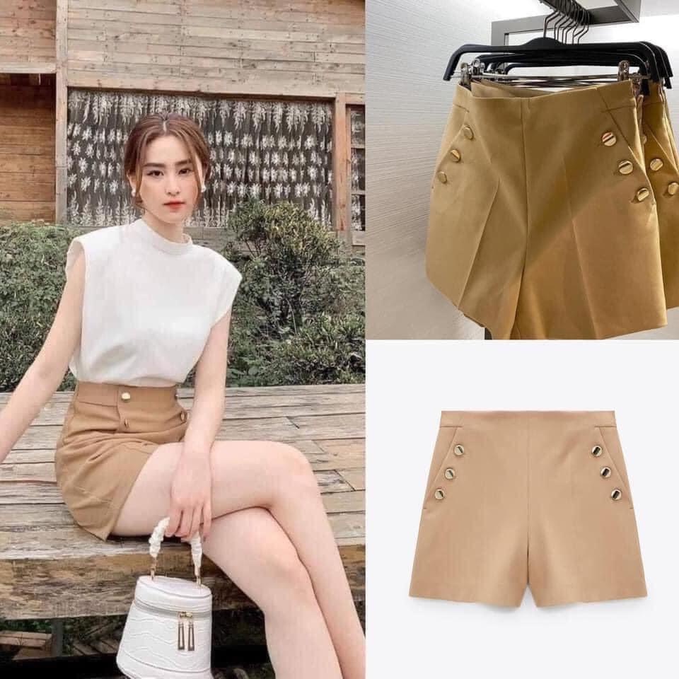 ✨BÁN SỈ✨Quần short cạp cao 2 màu cúc đồng túi thật có bọc cạp