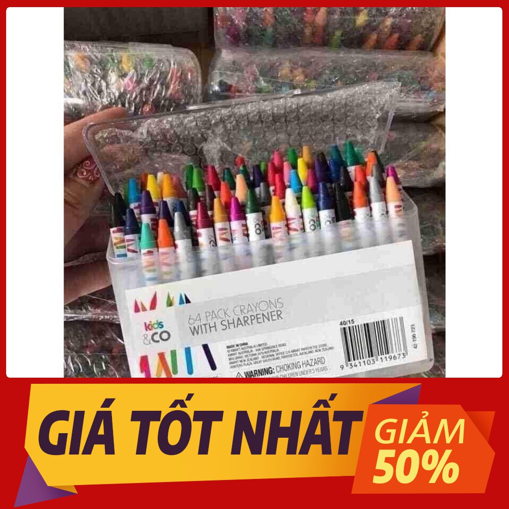 [Sale toàn shop] Bộ sáp màu 64 món hộp nhựa