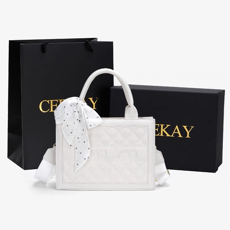 Túi Xách Nữ CEEKAY Dạng Hộp Có Quai Cầm Kèm Khăn Lụa Không Full Box