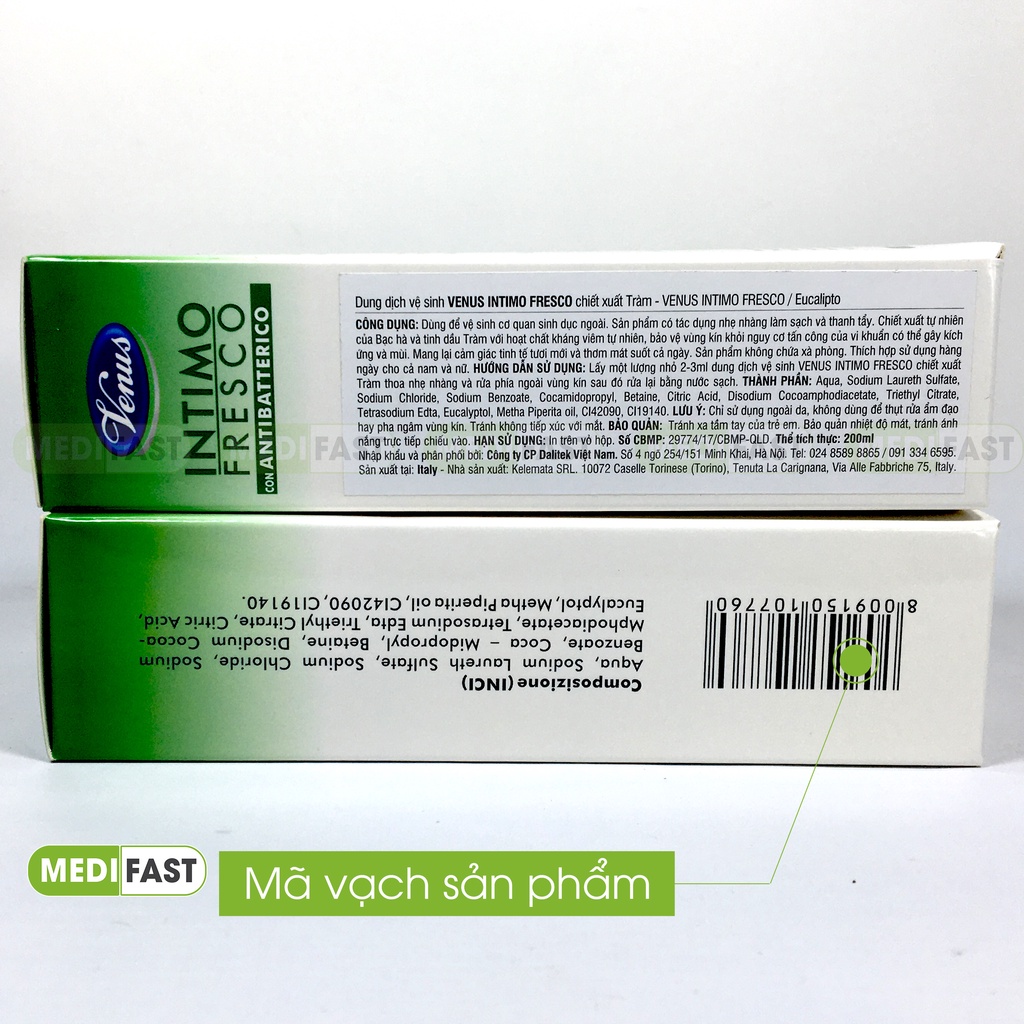 Dung dịch vệ sinh Venus Intimo từ Ý - Hương thơm từ thảo dược - Hộp 200ml - ddvs dùng được cho nam giới