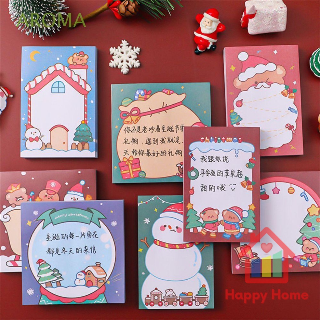 Giấy ghi chú tự dính họa tiết hoạt hình ông già noel dễ thương Happy Home