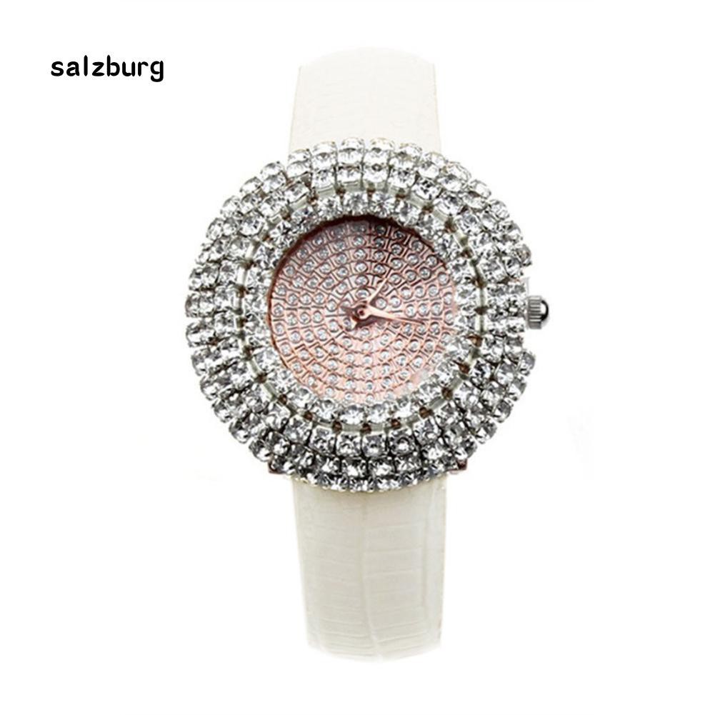 Đồng hồ nữ mặt thạch anh đính hột xoàn dây giả da | BigBuy360 - bigbuy360.vn