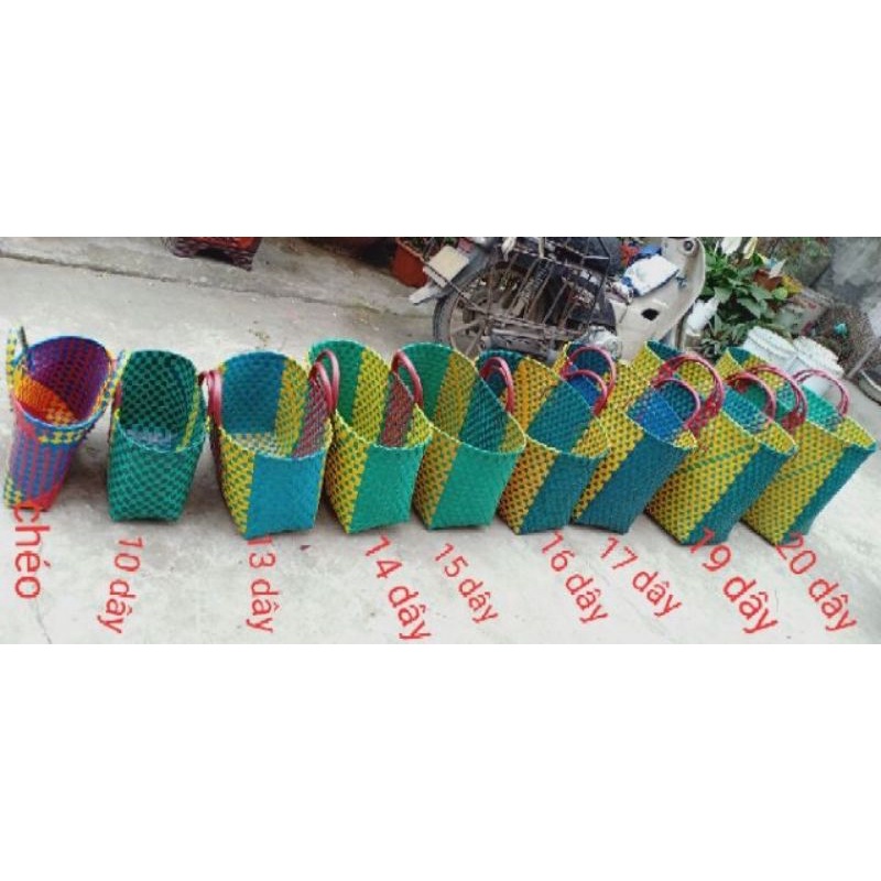 Làn đi chợ size trung, giỏ xách đan tay KT 35 x 15 x 26 cm