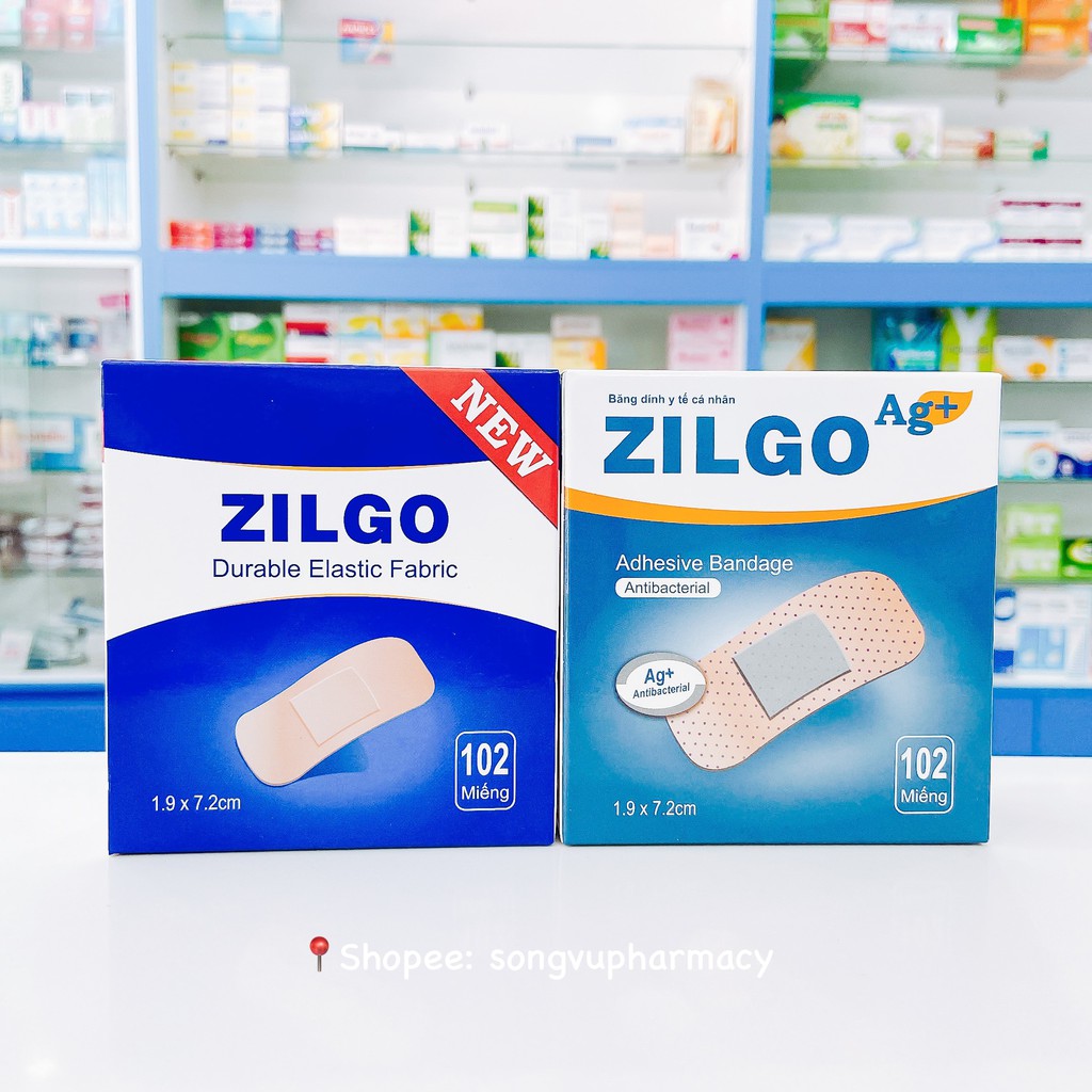 Băng dán cá nhân Zilgo và Zilgo Ag+ (Hộp 102 miếng)