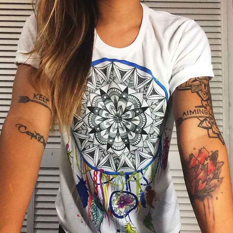 Áo Thun Ngắn Tay In Hình Dreamcatcher Thời Trang Mùa Hè Cho Nữ