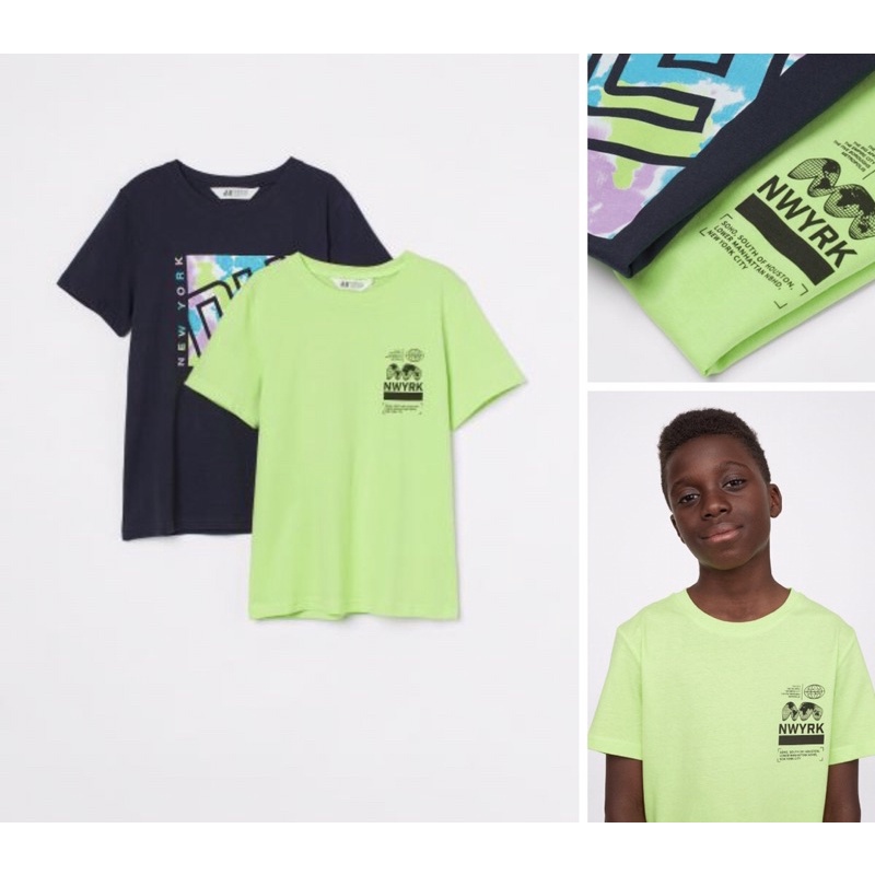 Set 2 áo phông cổ tròn bé trai săn sale Us sz 12-14y