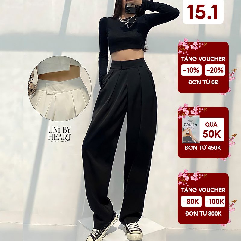 Quần ống rộng Neva Pant QD006 thiết kế khoá dán, cạp cao, vải dày dặn - Uni By Heart | BigBuy360 - bigbuy360.vn