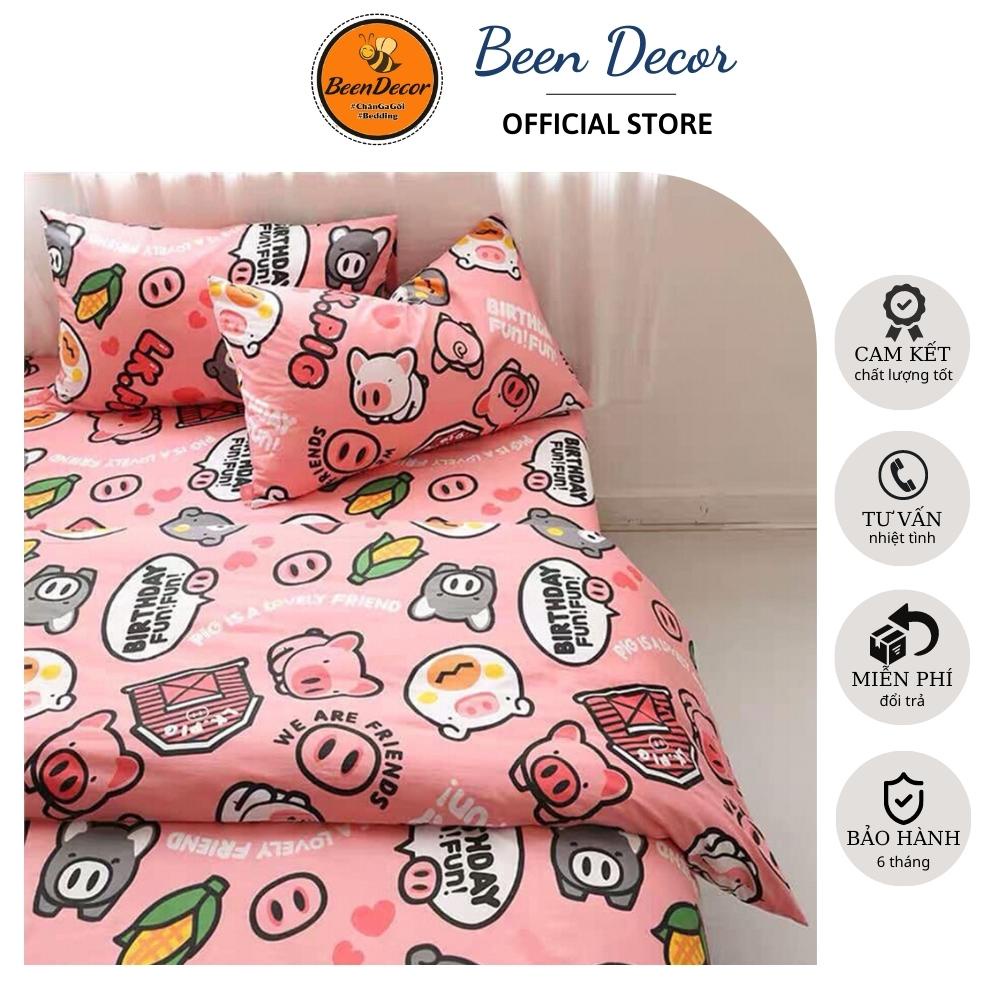 Sét 5 Món Chăn Hè Cotton Poly Mẫu Heo Hồng - (1ga, 1 chăn hè, 2 vỏ gối nằm, 1 vỏ gối ôm) Kích thước M2/M6/M8/2M2