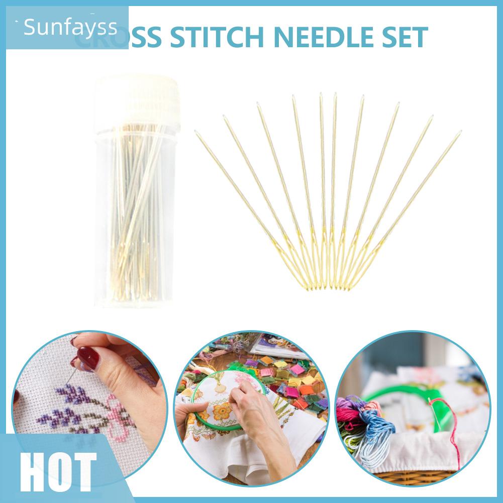 Bộ 10 cây kim thêu chữ thập thủ công chất liệu thép không gỉ