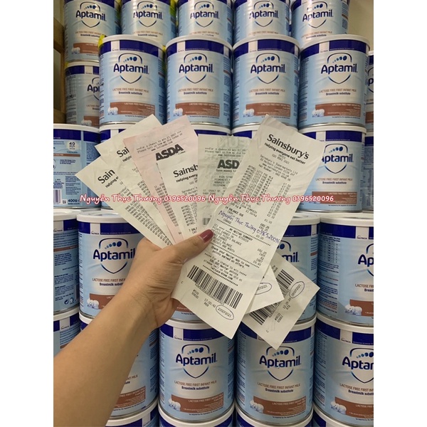 Sữa Aptamil Free Lactose Uk dành cho bé bất dung nạp Lactose 400gr bay air 100% đầy đủ bill store