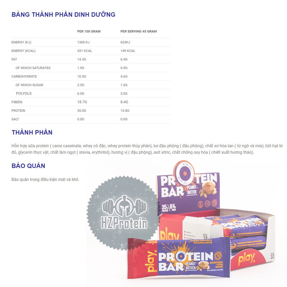 PLAY BAR - BÁNH PROTEIN BỔ SUNG DINH DƯỠNG, BỮA ĂN PHỤ TIỆN LỢI (1 BÁNH) | BigBuy360 - bigbuy360.vn