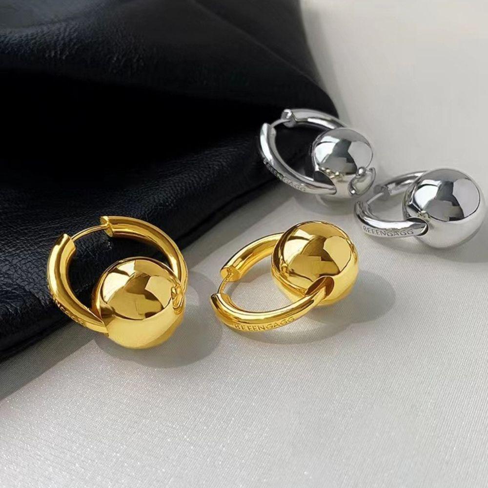 SOMEDAYZL Bông Tai Hình Cầu Phong Cách Hàn Quốc Cổ Điển Thời Trang Cho Nữ