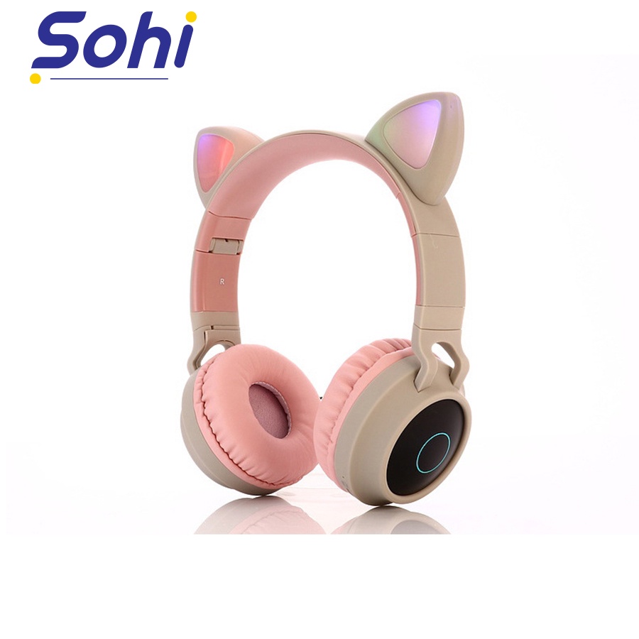 Tai nghe chụp tai không dây mèo kute âm bass siêu trầm pin trâu 400mah - Headphone đẹp