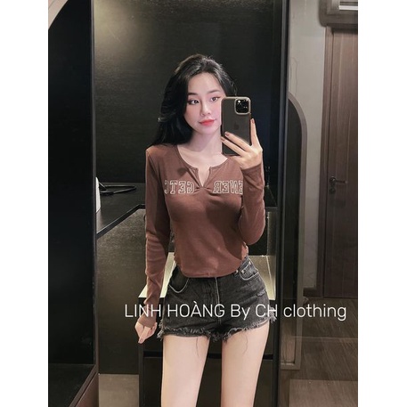 ÁO thun dài tay thêu chữ 5 màu