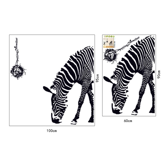 Decal trang trí tường - Ngựa Vằn Đen tinh tế