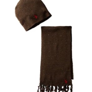 Bộ khăn choàng &amp; mũ len nâu nam U.S. Polo Assn. Men's Donegal Hat and Scarf Set (Mỹ)