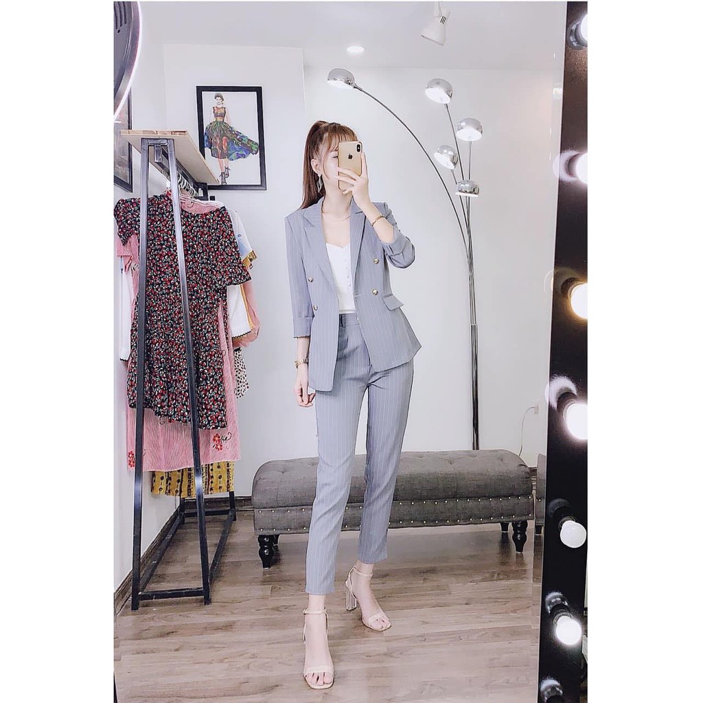 set vest kẻ