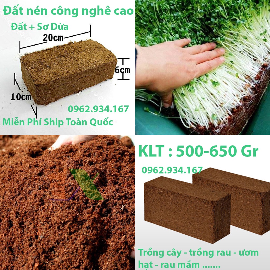 Đất nén hữu cơ mùn xơ dừa bánh 500gr đã xử lý dùng trồng rau củ quả cây cảnh trộn đất trồng cây