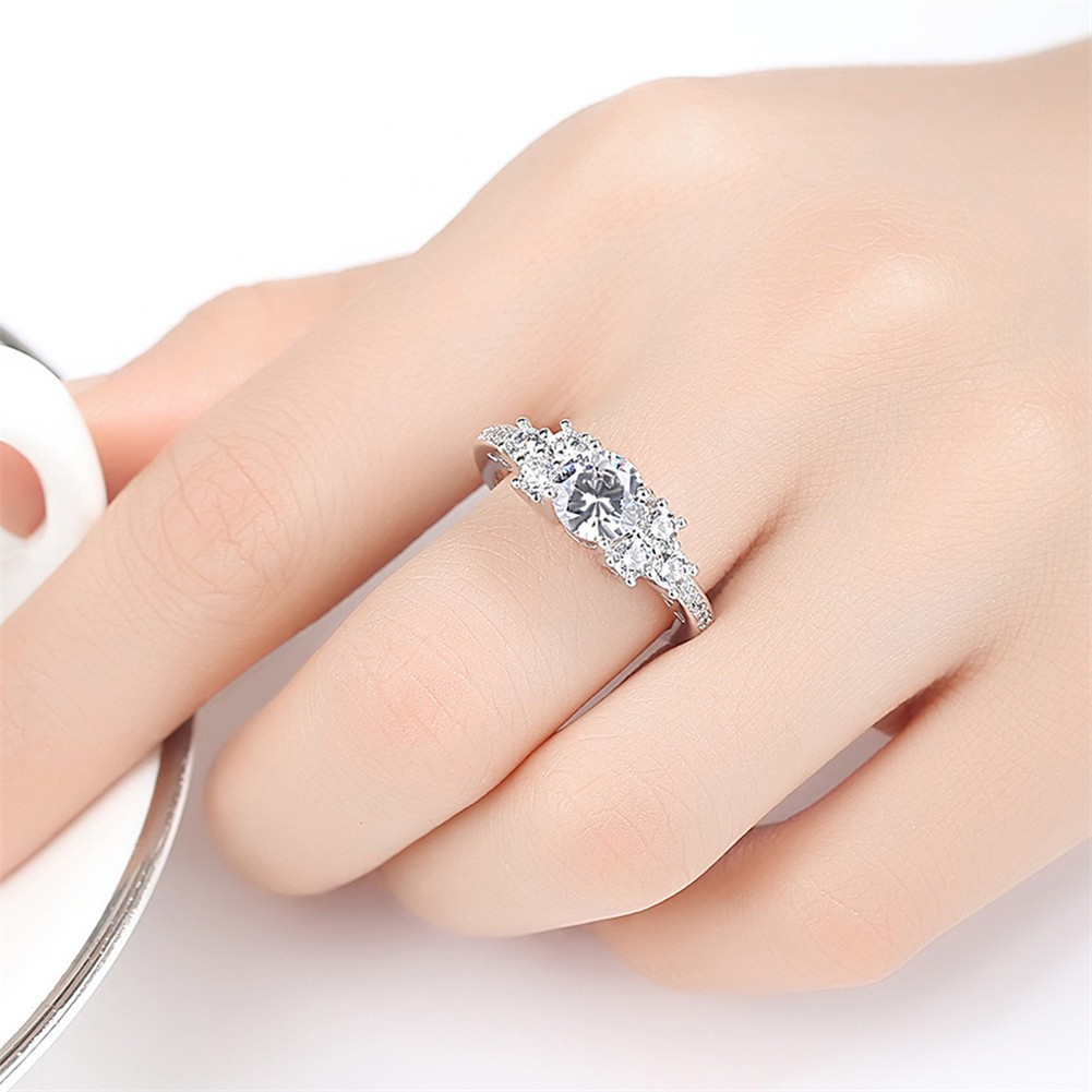 Nhẫn vàng trắng thời trang dành cho nữ nhẫn đính hôn kim cương sang trọng