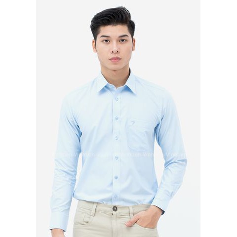 ÁO SƠ MI DÀI TAY MÀU SLIMFIT 330 VĨNH TIẾN XANH NAVY