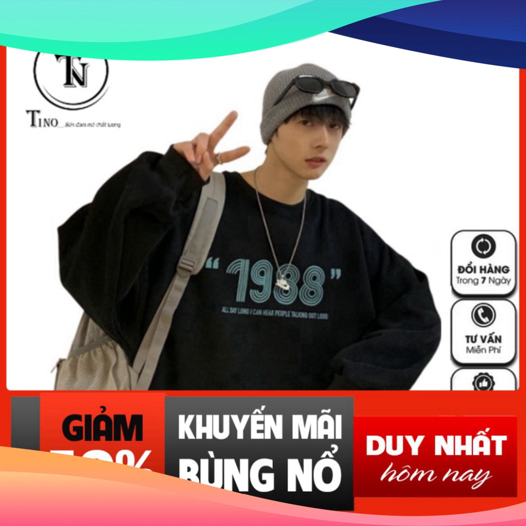 Áo Sweater , áo 1988 -TINOWEAR, form rộng,thụng uniex phong cách Ulzzang Thời trang unisex Tino | BigBuy360 - bigbuy360.vn