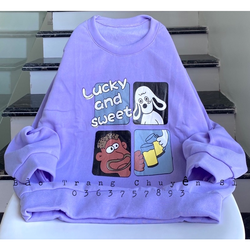 Áo Nỉ Sweater Nỉ Cổ Tròn Hình Cute Form Rộng Unisex Chất Nỉ Lót Bông Toàn bộ ảnh thật | BigBuy360 - bigbuy360.vn