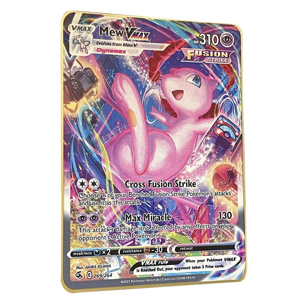 Thẻ Pokemon VWOR bằng sắt kim loại vàng cầu vồng chữ Tiếng Anh làm quà tặng bộ sưu tập cho trẻ