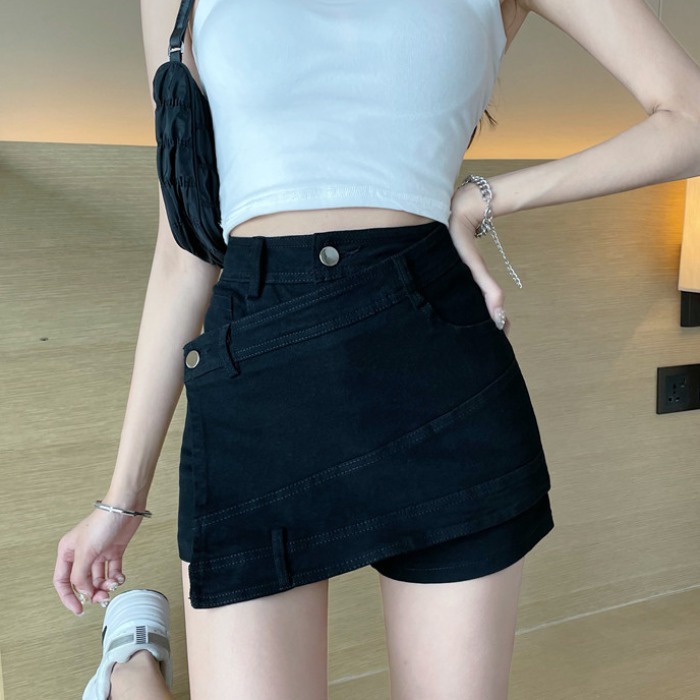 Quần short giả váy kiểu nữ cạp cao vạt chéo chất vải cao cấp co dãn - CV0045 | steven.factory | BigBuy360 - bigbuy360.vn