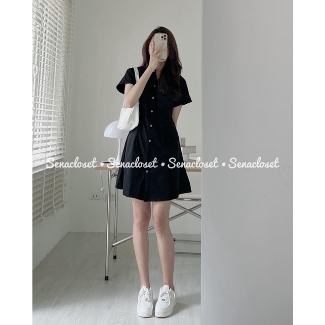 Đầm Váy Kaki tay cộc kiểu dáng đơn giản dễ thương cạp chun sau (Ảnh thật/Video)