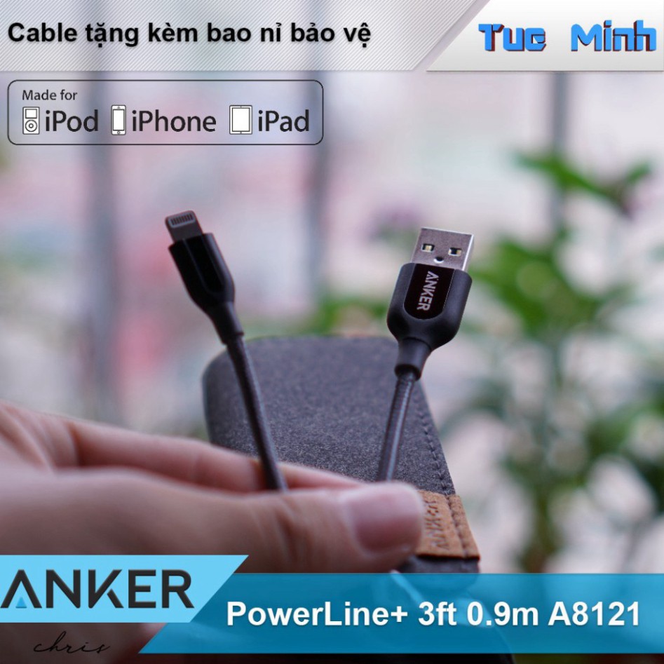 XỦ XẢ TOÀN BỘ Cable Lightning Anker Powerline+ A8121 0.9m - Cable sử dụng cho iPhone iPad XỦ XẢ TOÀN BỘ