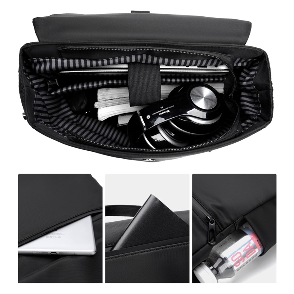 Balo đựng máy tính LEACAT vải nylon chất lượng cao có lỗ sạc cổng usb phong cách doanh nhân sang trọng