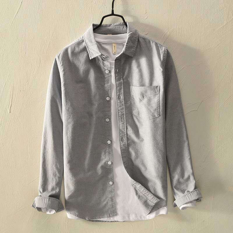 Áo Sơ Mi Tay Dài Vải Oxford Cotton Dáng Rộng Thiết Kế Trẻ Trung Cho Nam